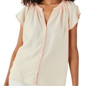 NWOT Rails ‘Alena’ Flutter-Sleeve Button Front Top in “Petal” Pink Size XS